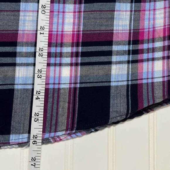 Pink Blue Fall Bleach Dip Tie Dye Plaid Button Down Shirt L - Picture 6 of 6